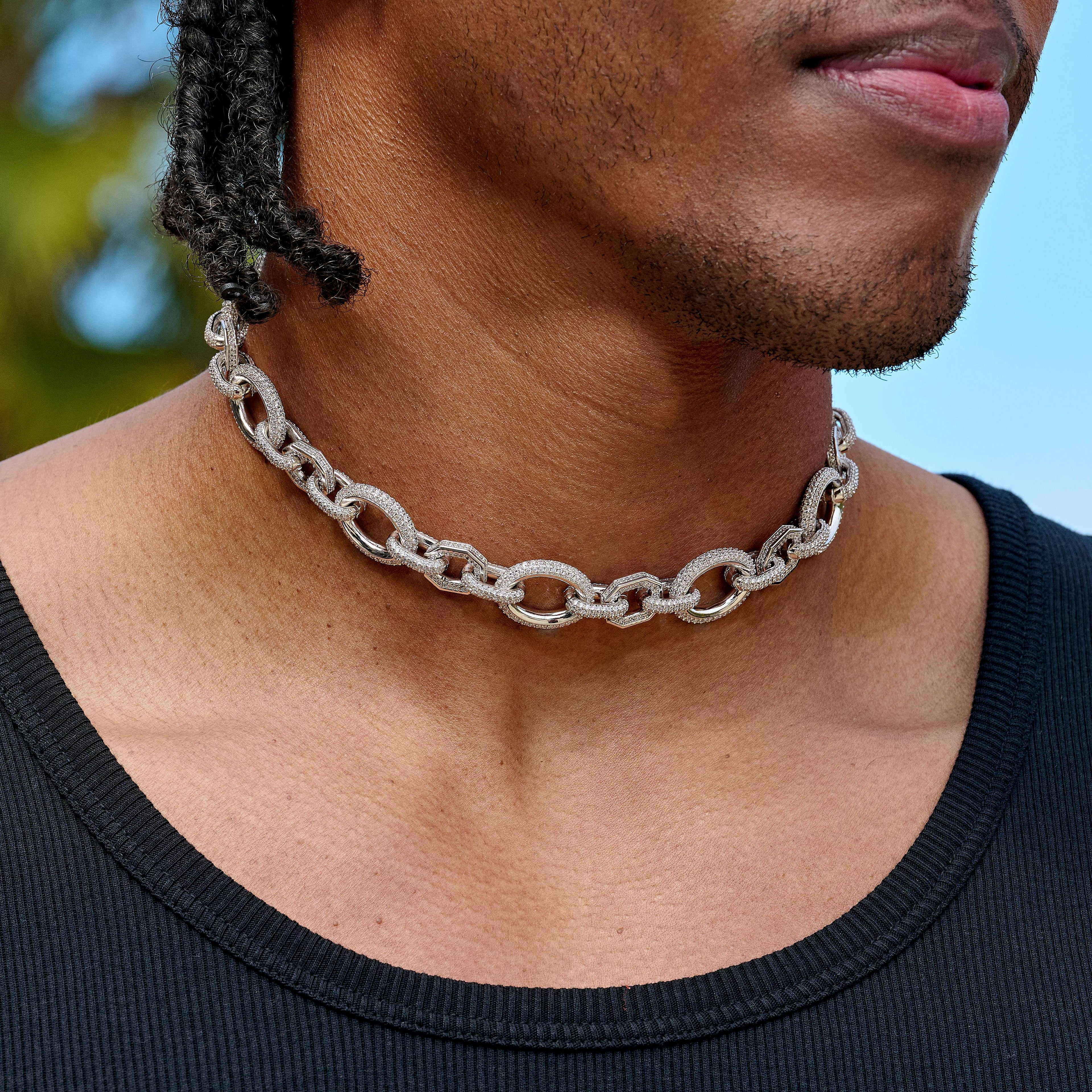 Iced Loop Infinity Adjustable Chain in White Gold - 18mm