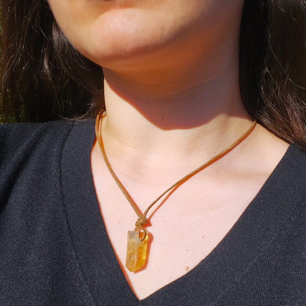 Citrine Pendant Adjustable Necklace
