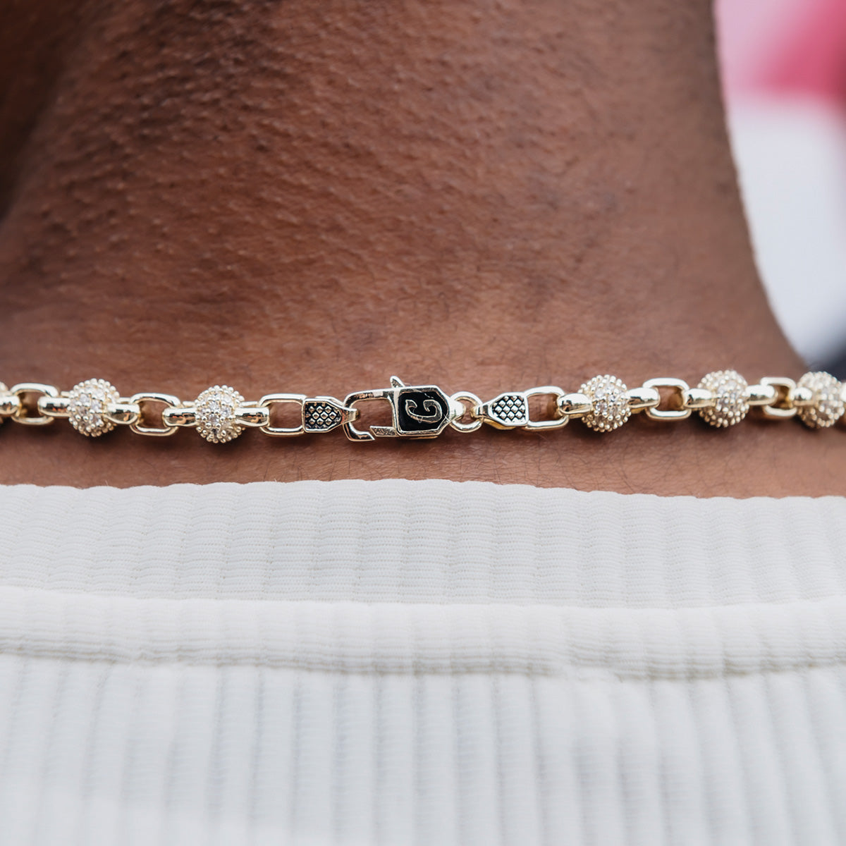 Iced Ball Box Link Chain in Yellow Gold - 6mm
