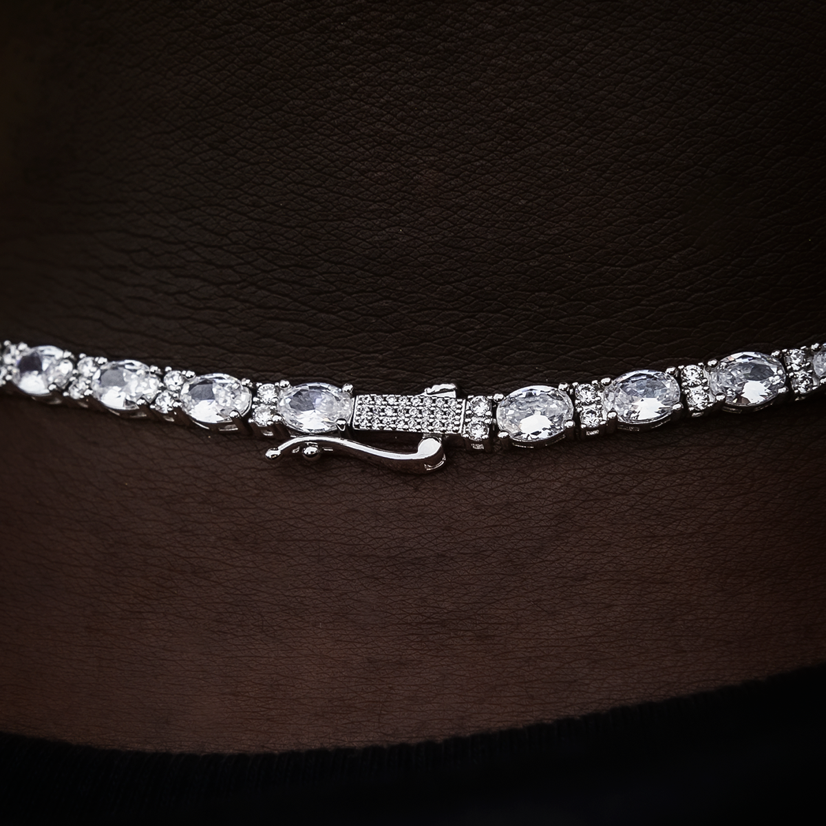 Diamond Mixed Oval Cut Tennis Chain in White Gold - 5mm
