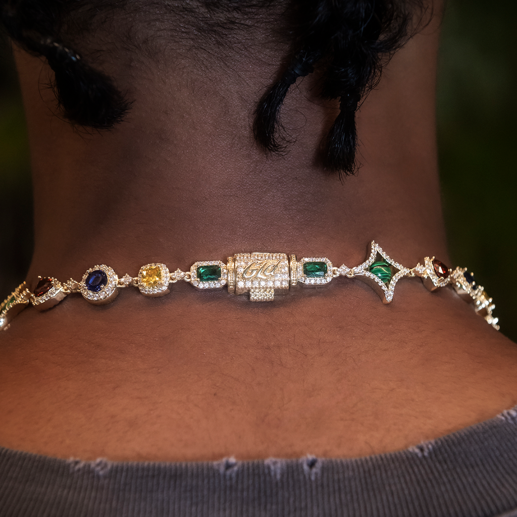Colored Gemstone Chain in Yellow Gold - 17mm
