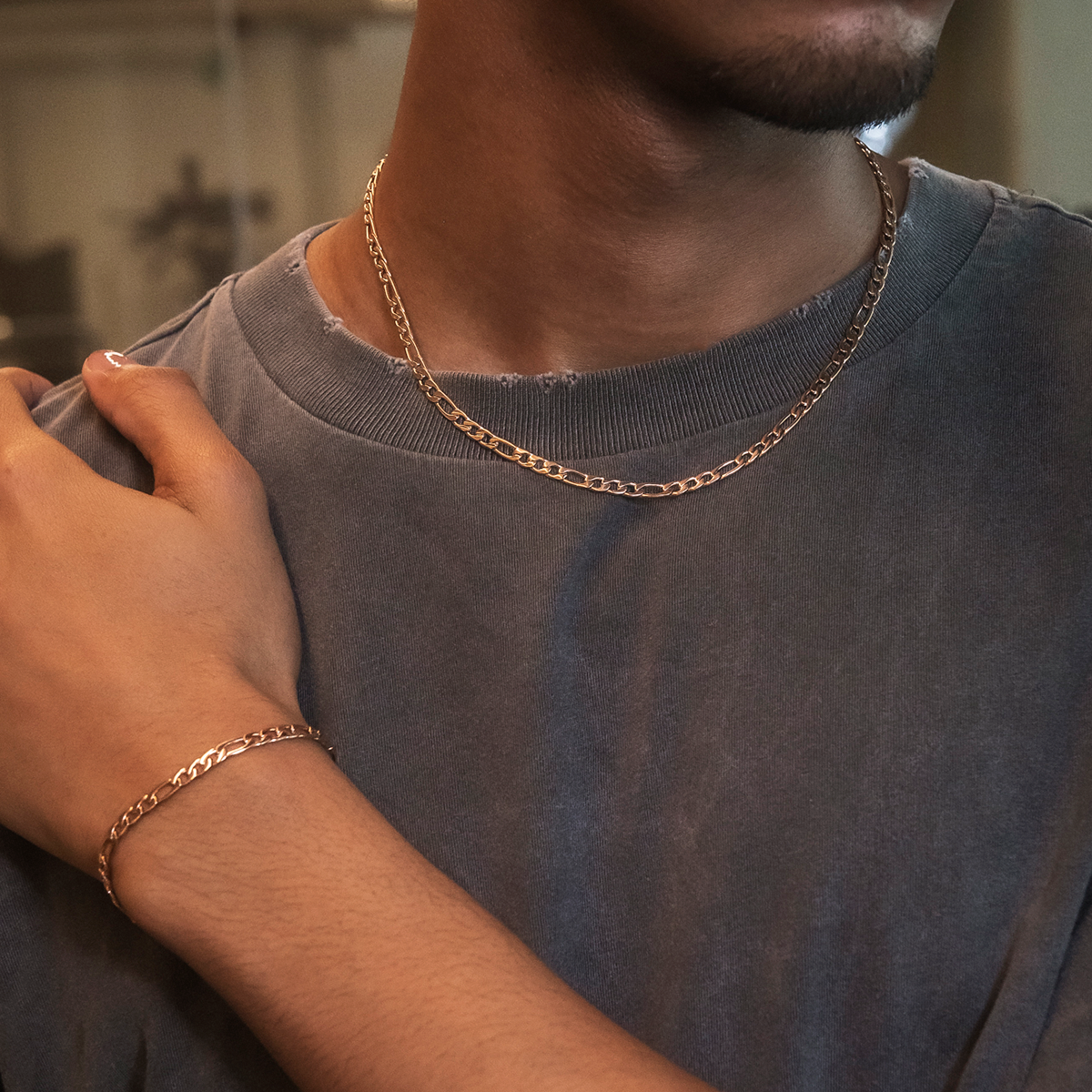 Figaro Chain in Rose Gold- 4mm