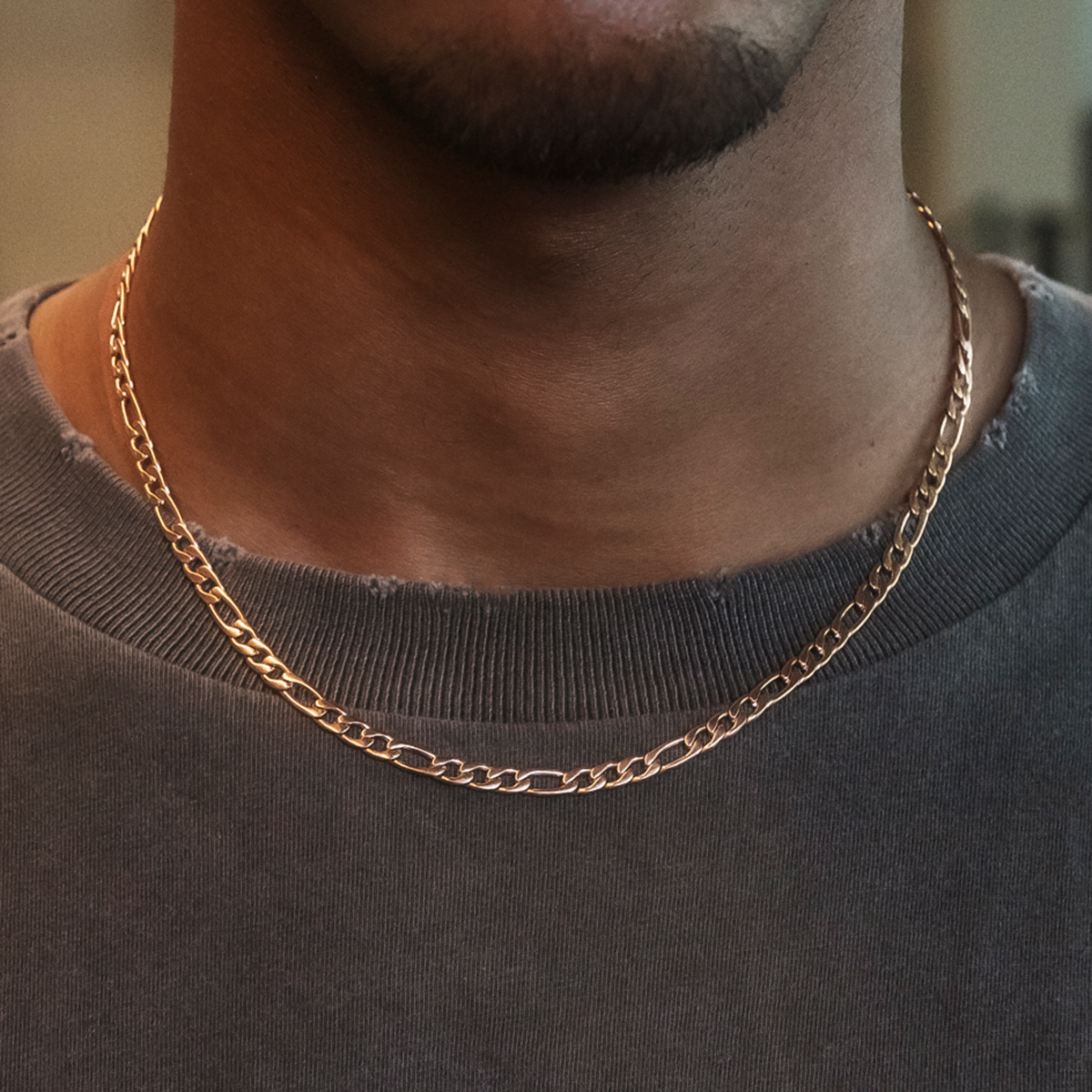 Figaro Chain in Rose Gold- 4mm