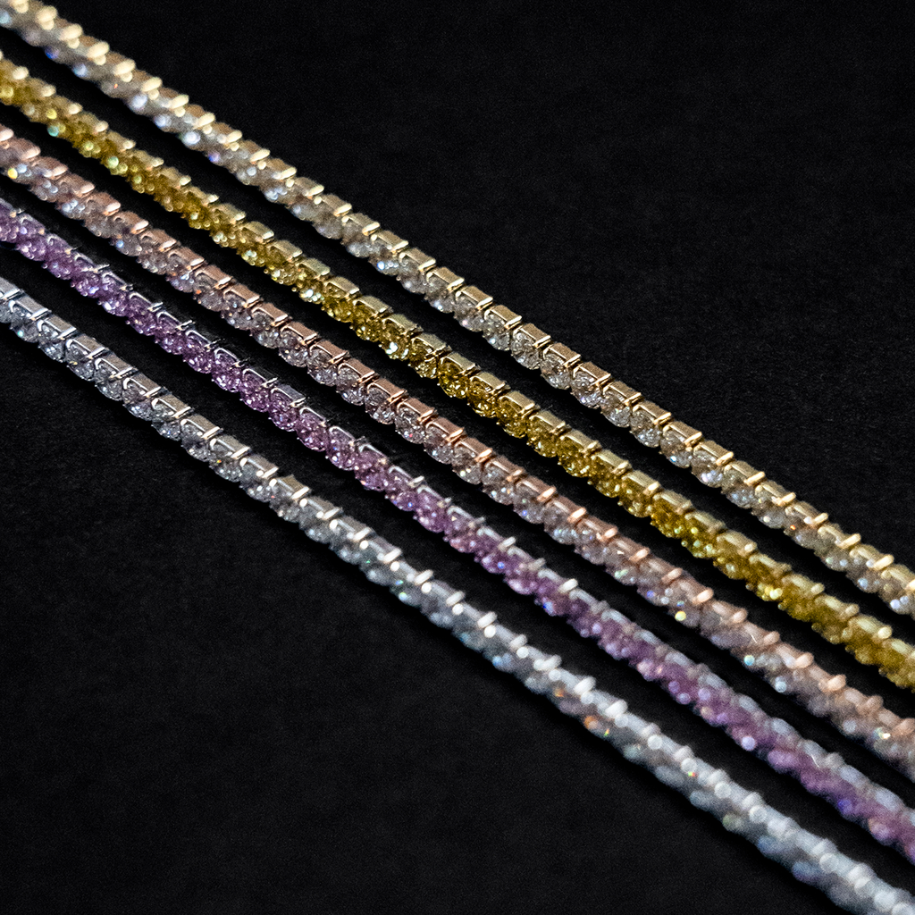 Pink Diamond Micro Tennis Chain in White Gold