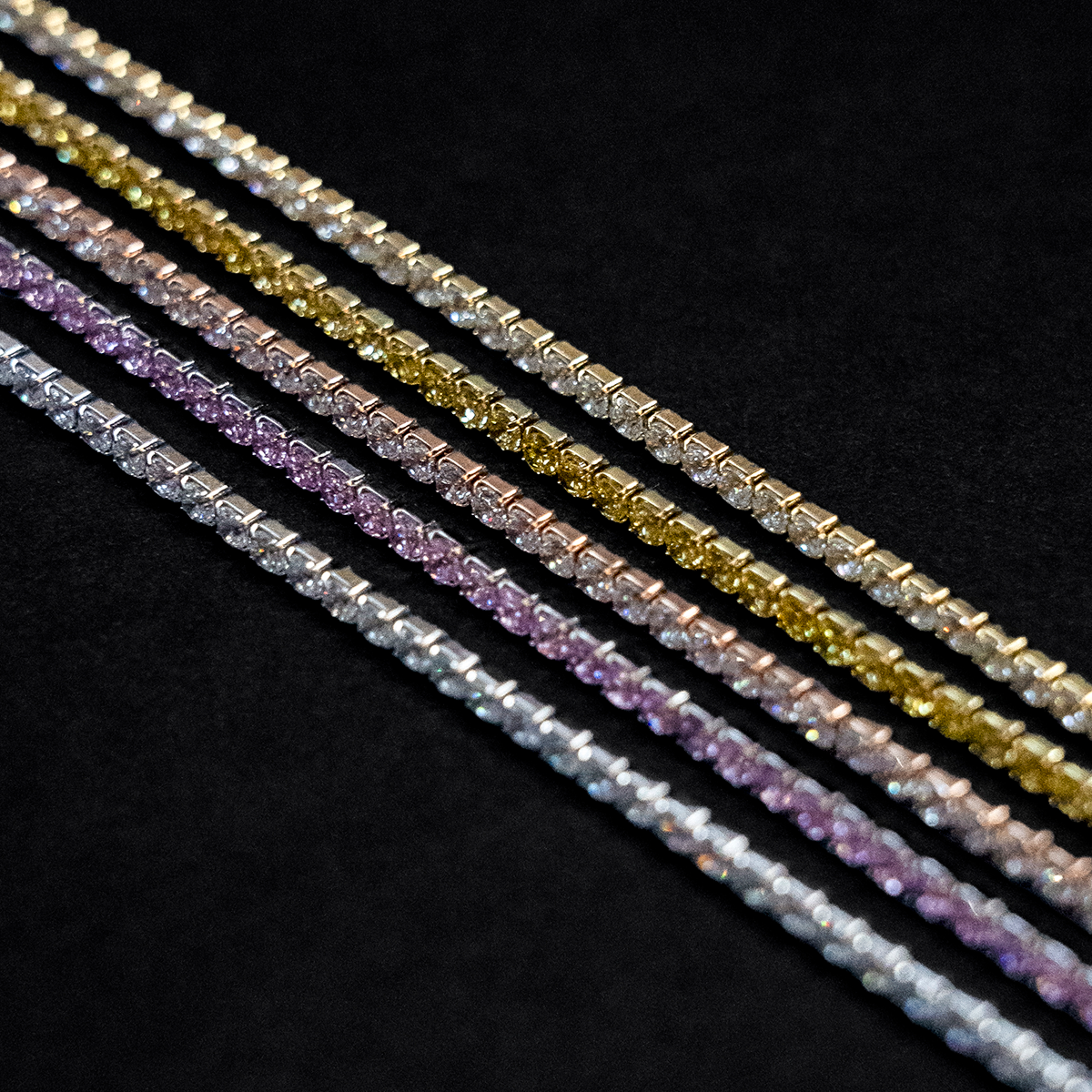Pink Diamond Micro Tennis Chain in White Gold