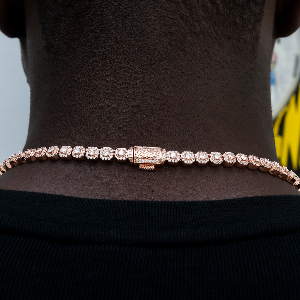 Micro Clustered Tennis Chain in Rose Gold - 6mm
