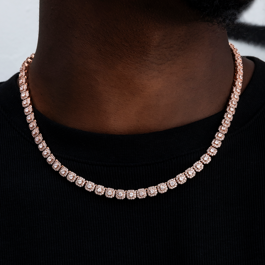 Micro Clustered Tennis Chain in Rose Gold - 6mm