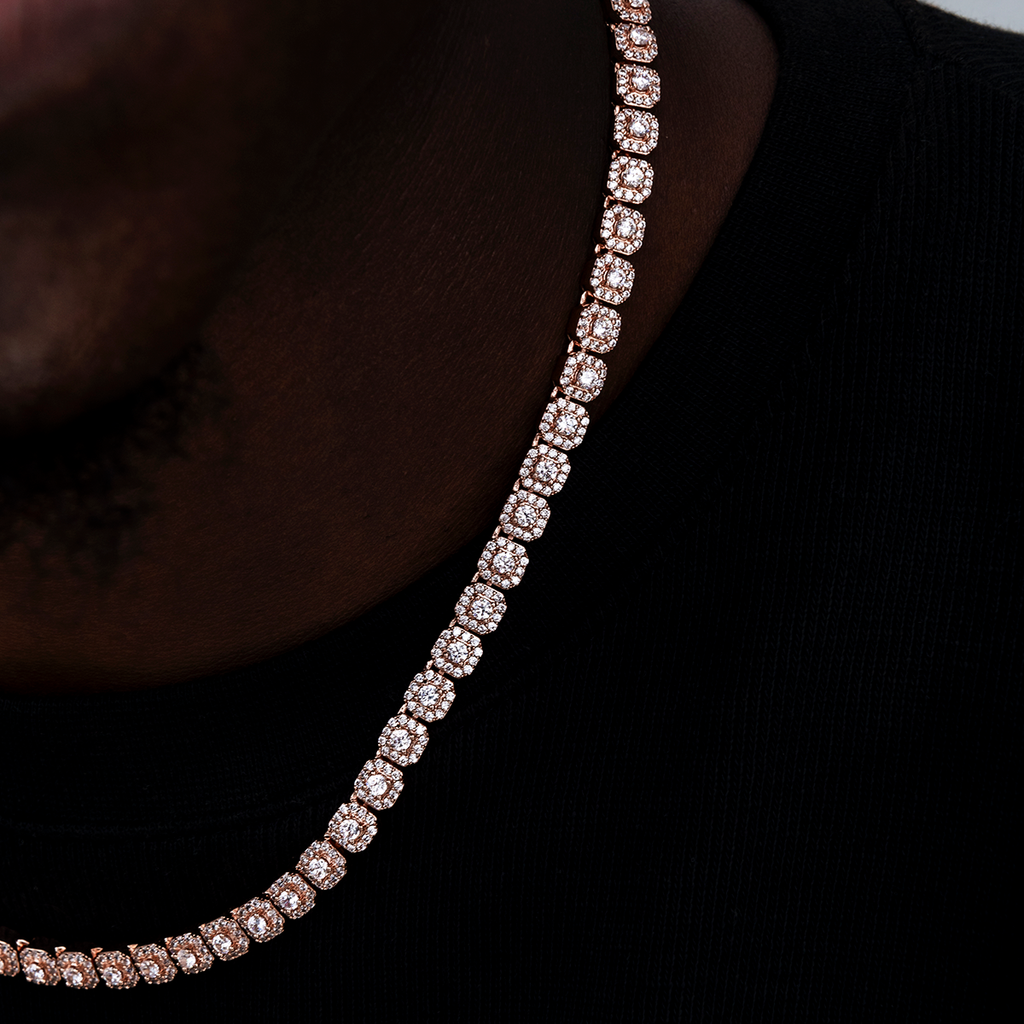 Micro Clustered Tennis Chain in Rose Gold - 6mm