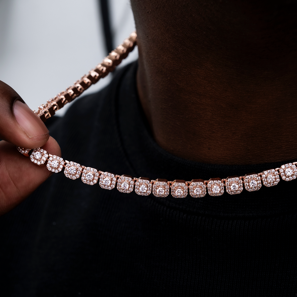 Micro Clustered Tennis Chain in Rose Gold - 6mm