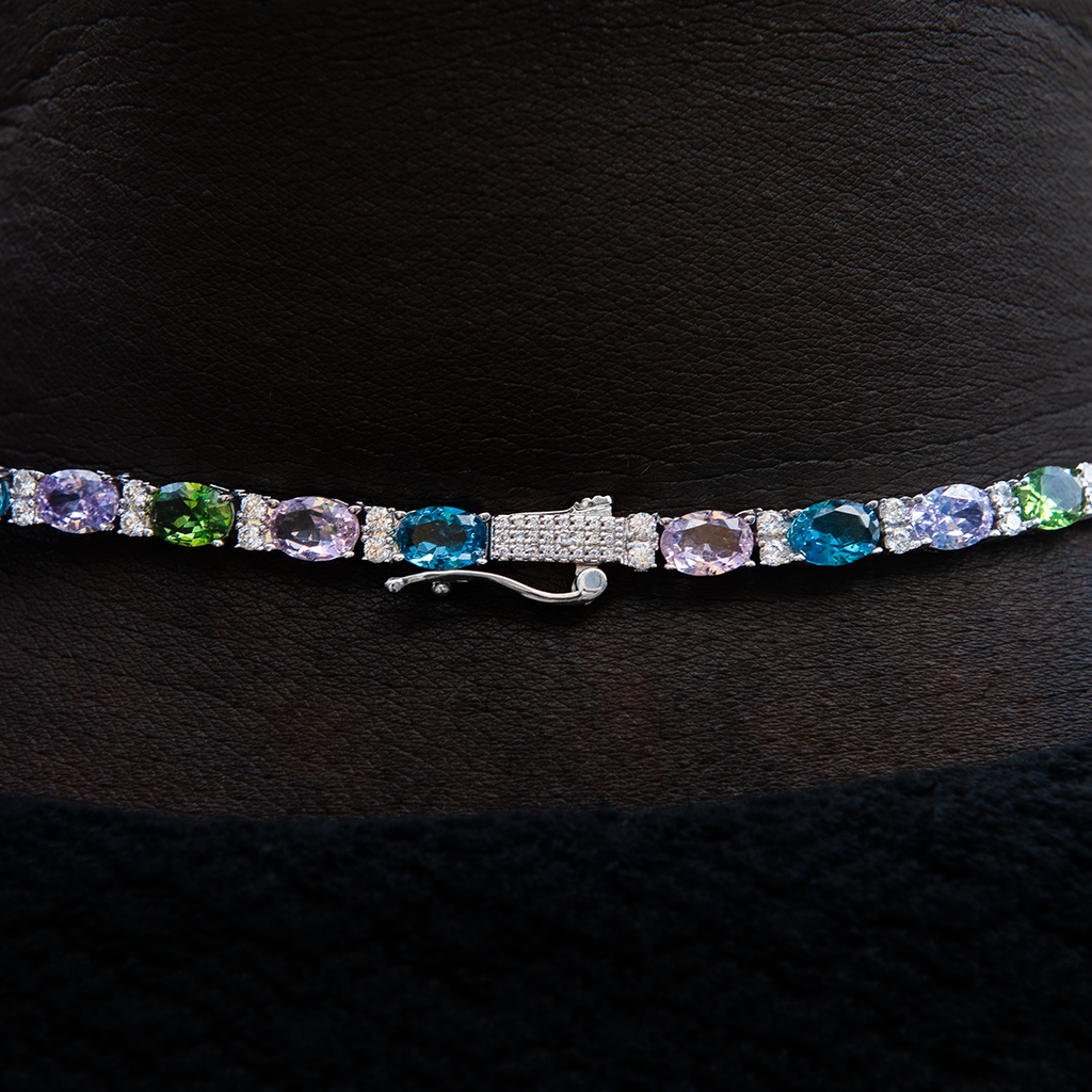 Multicolor Mixed Oval Cut Tennis Royal Stones Chain- 5mm