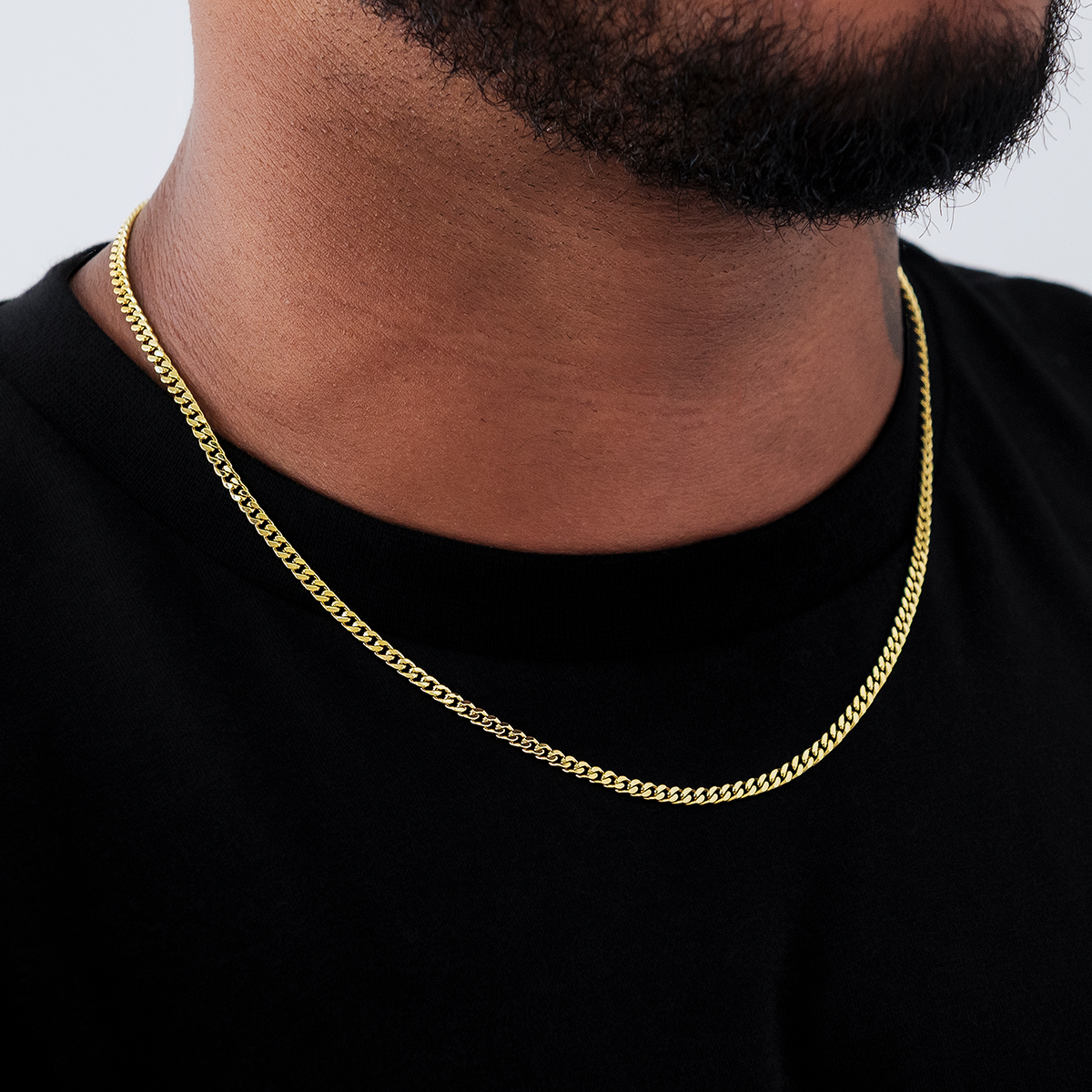 Micro Cuban Chain in Yellow Gold- 3mm