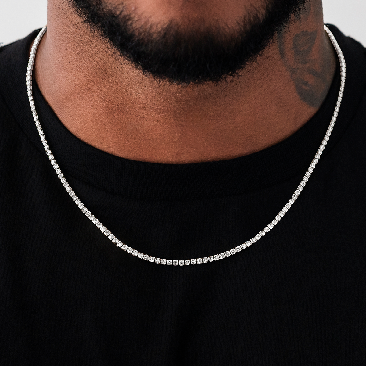 Micro Tennis Chain in White Gold