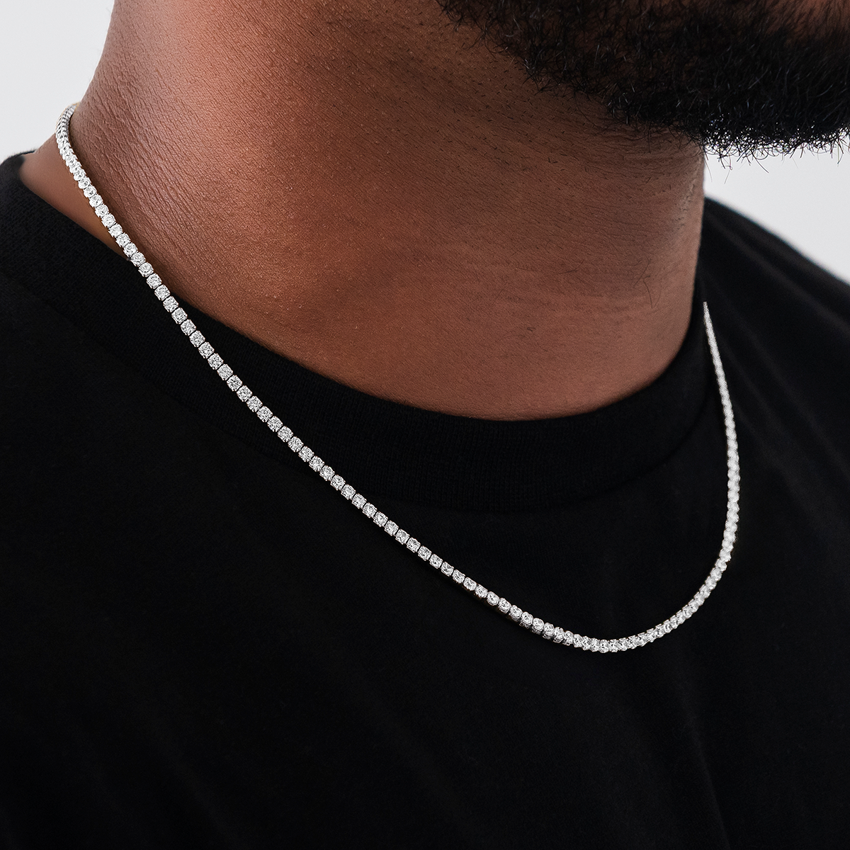 Micro Tennis Chain in White Gold
