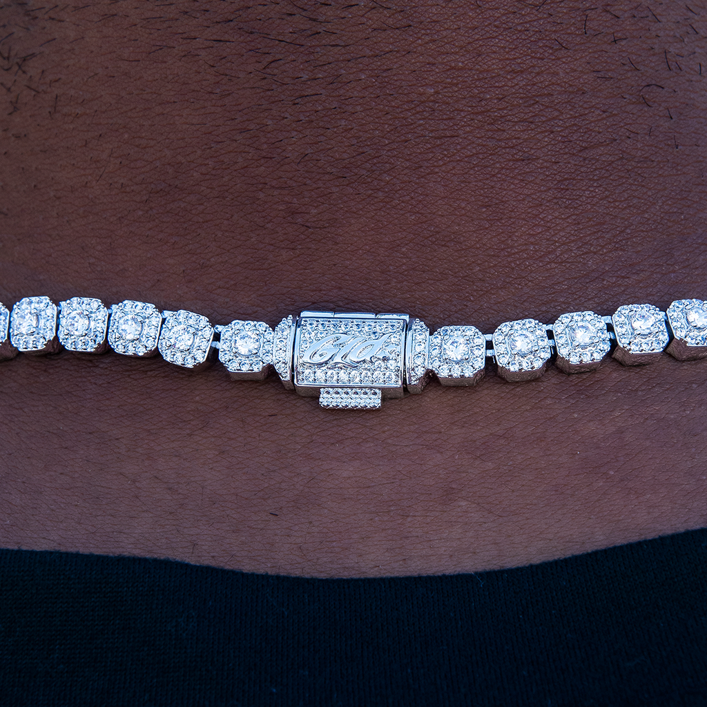 Micro Clustered Tennis Chain in White Gold - 6mm