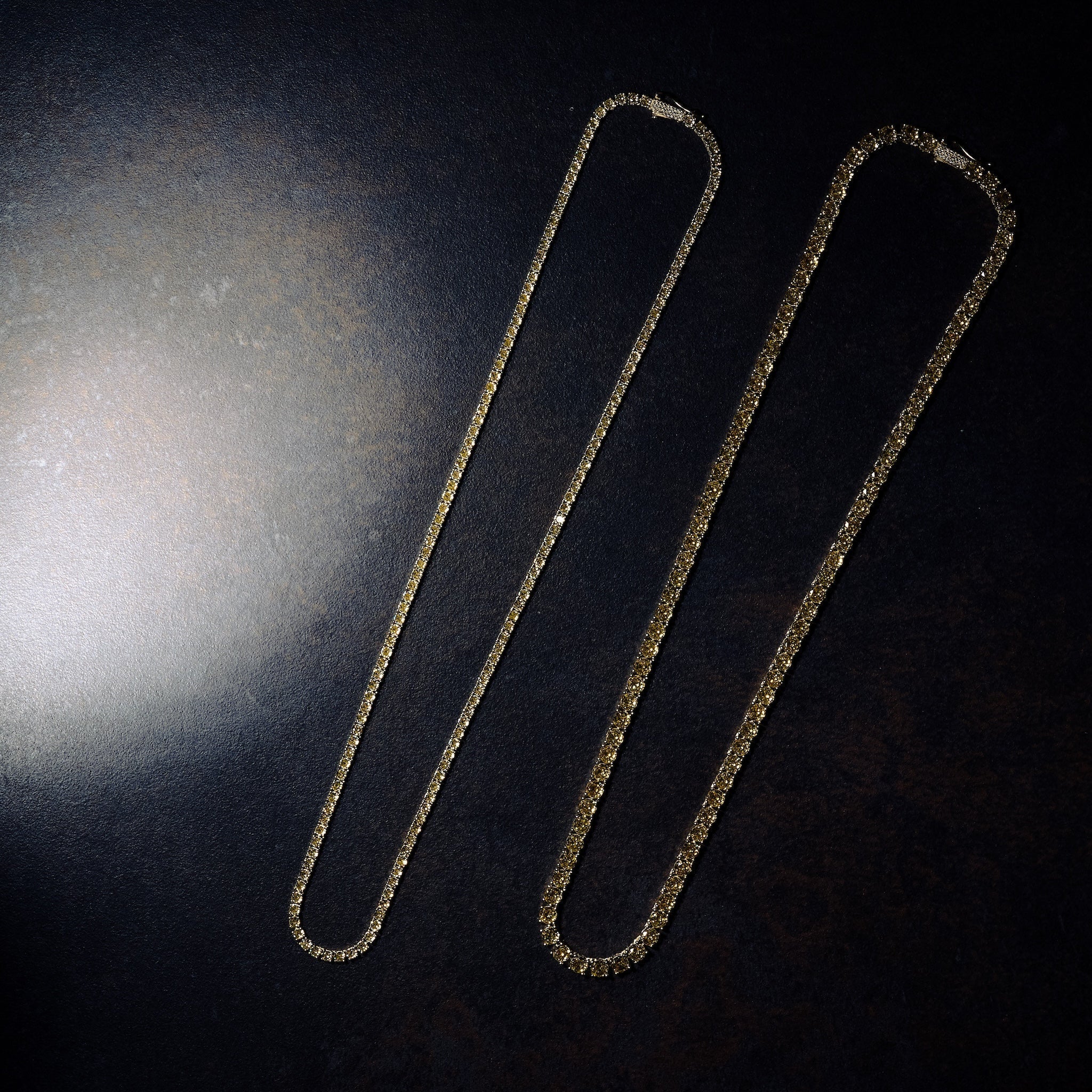 GLD X Bloody Osiris 5mm Lab Diamond Canary Tennis Chain in Solid Yellow Gold