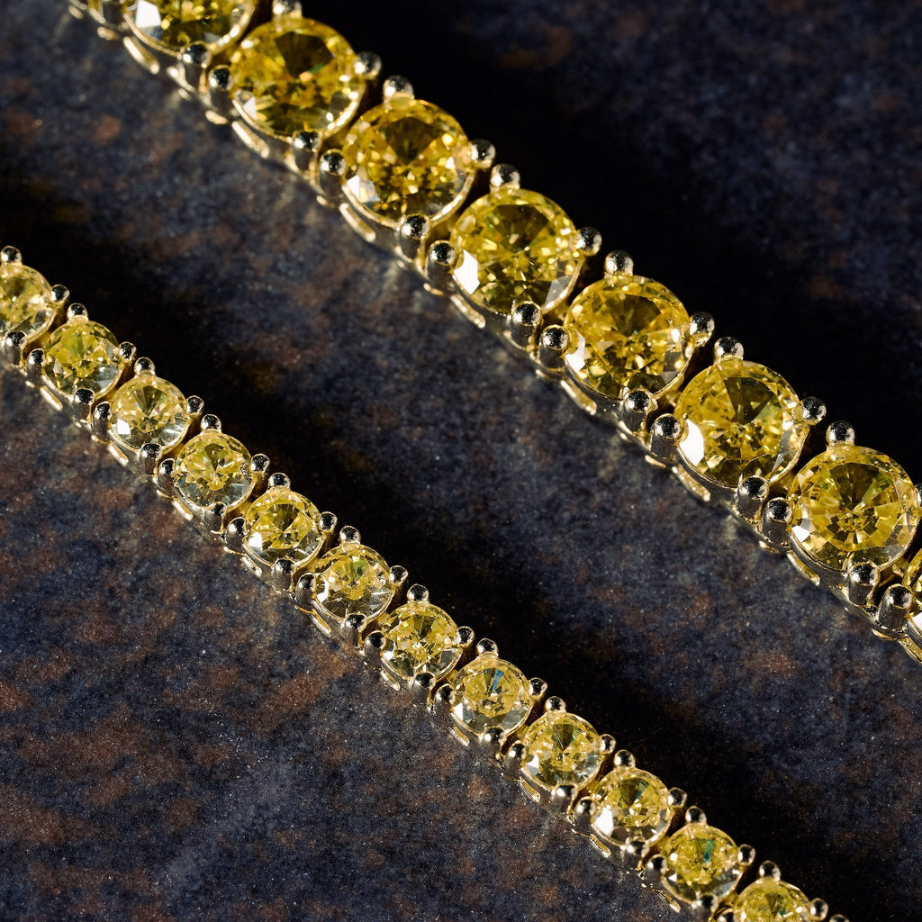 GLD X Bloody Osiris 3mm Lab Diamond Canary Tennis Chain in Solid Yellow Gold