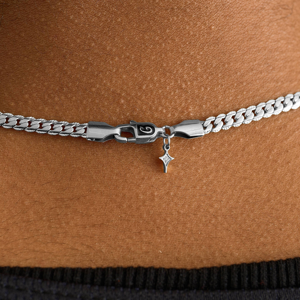 Curb Chain in White Gold - 4mm