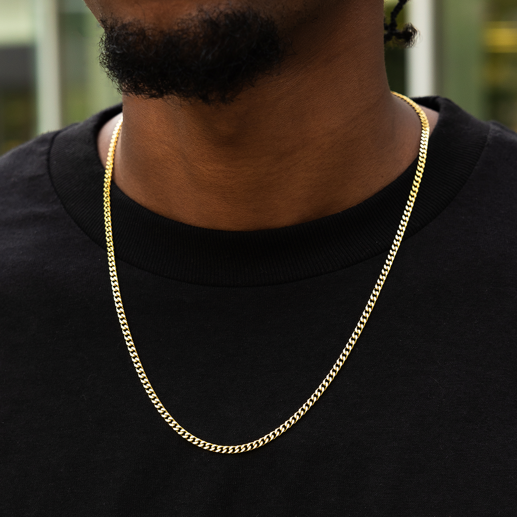 Micro Cuban Chain in Yellow Gold- 3mm
