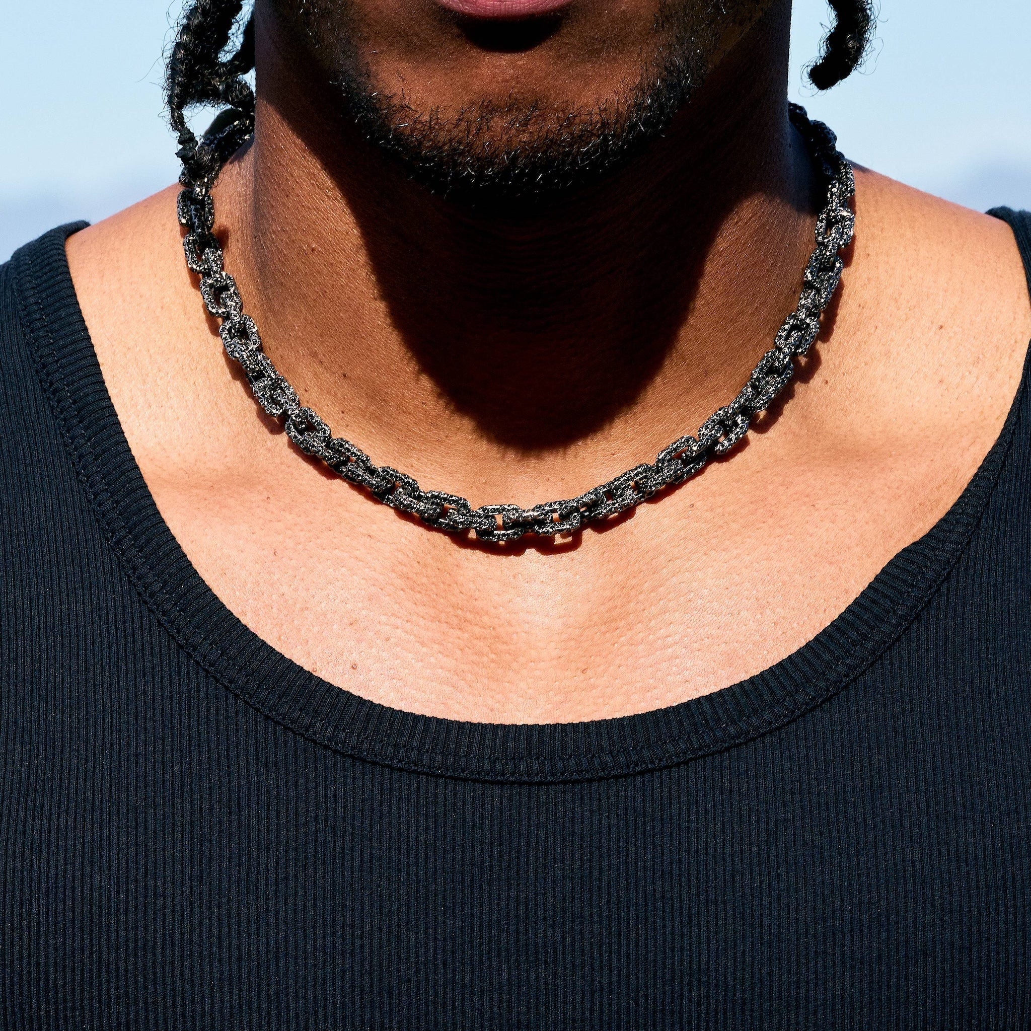 GLD X Bloody Osiris Lab Diamond Voronoi Link Chain in Solid Black Gold