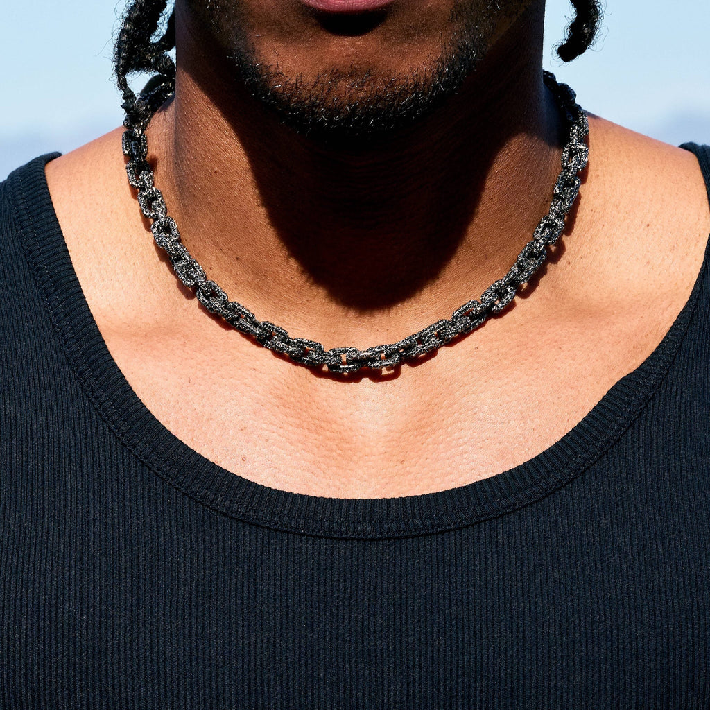 GLD X Bloody Osiris Iced Black Voronoi Link Chain in Black Silver