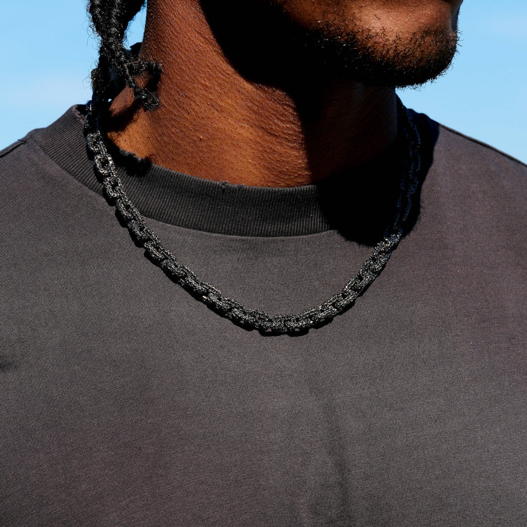 GLD X Bloody Osiris Iced Black Voronoi Link Chain in Black Silver
