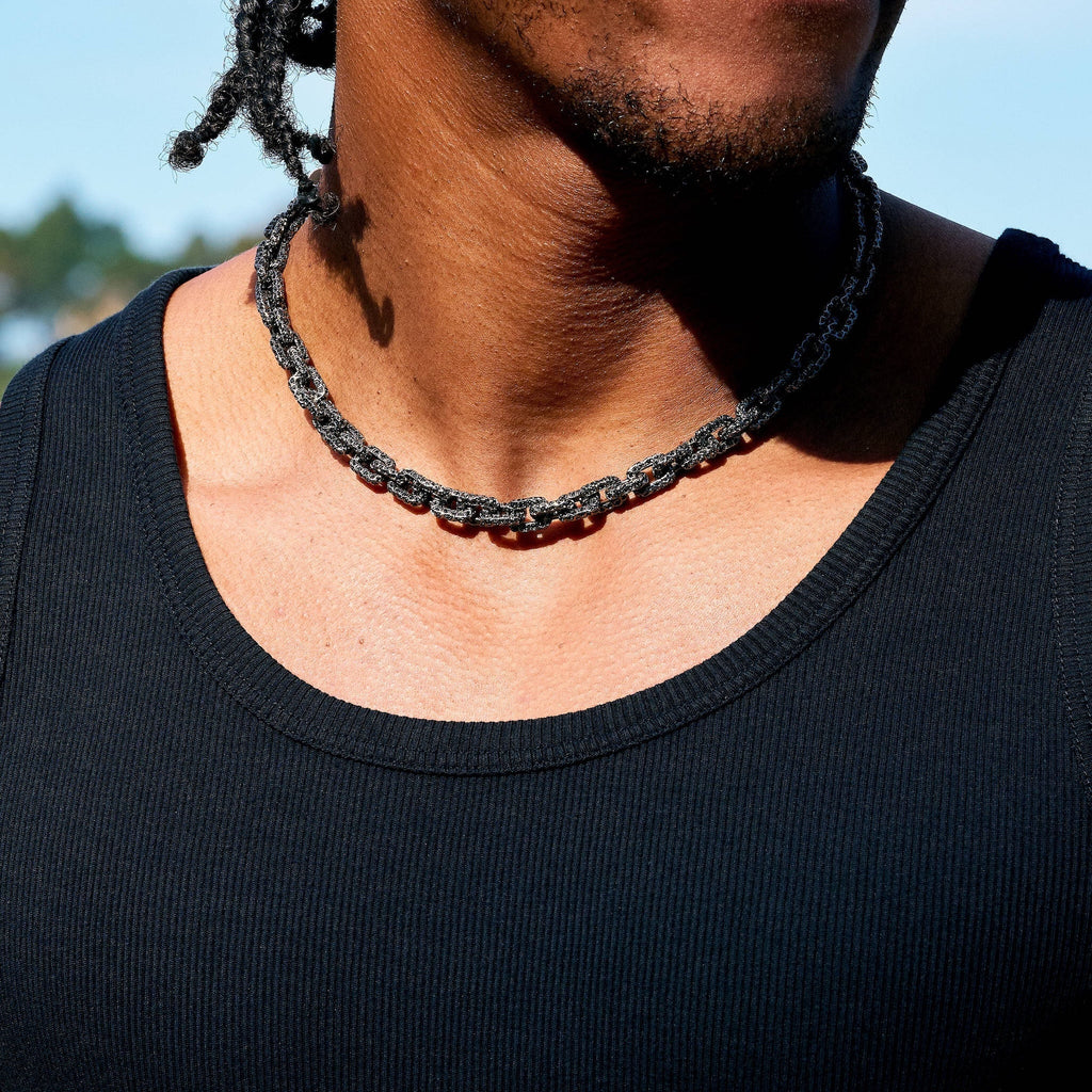 GLD X Bloody Osiris Iced Black Voronoi Link Chain in Black Silver