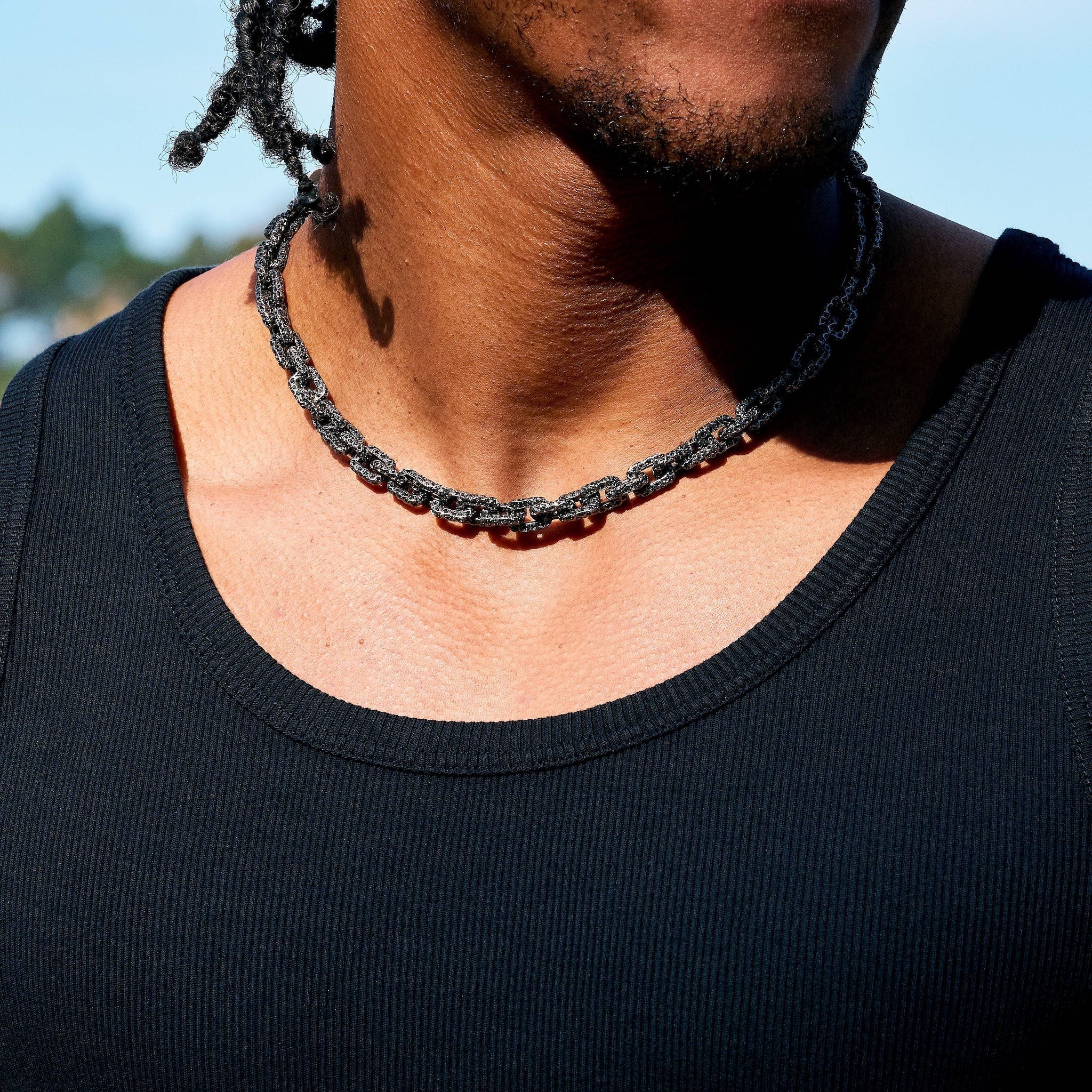 GLD X Bloody Osiris Iced Black Voronoi Link Chain in Black Silver