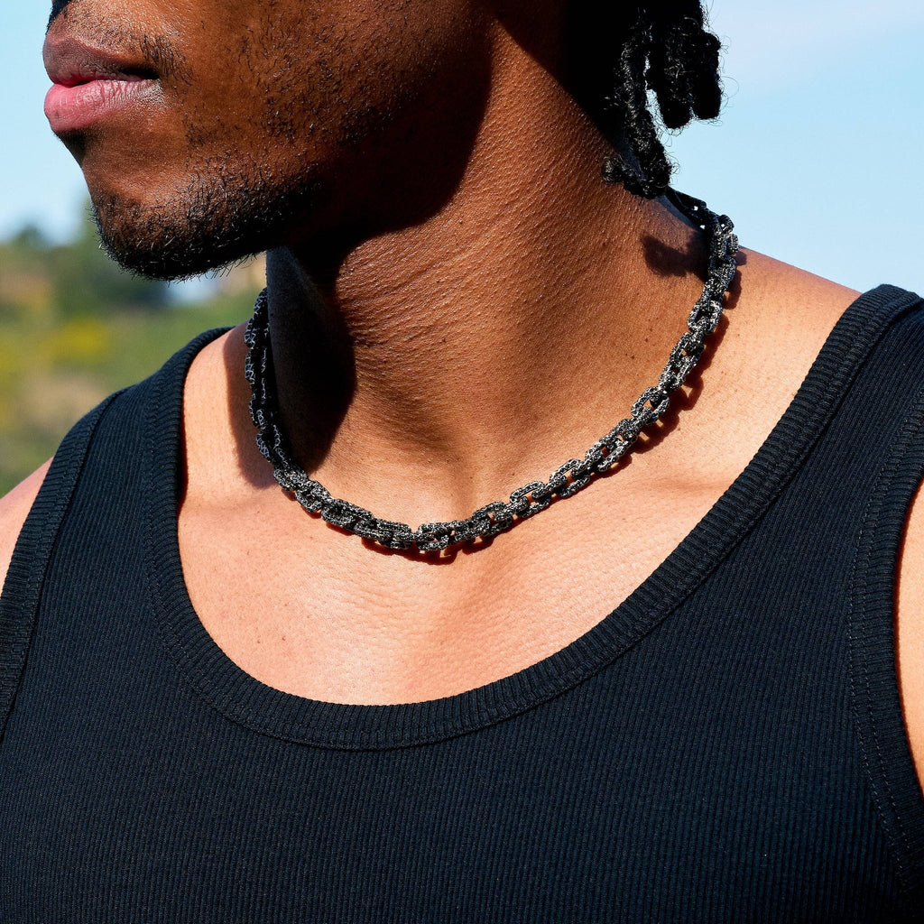 GLD X Bloody Osiris Iced Black Voronoi Link Chain in Black Silver