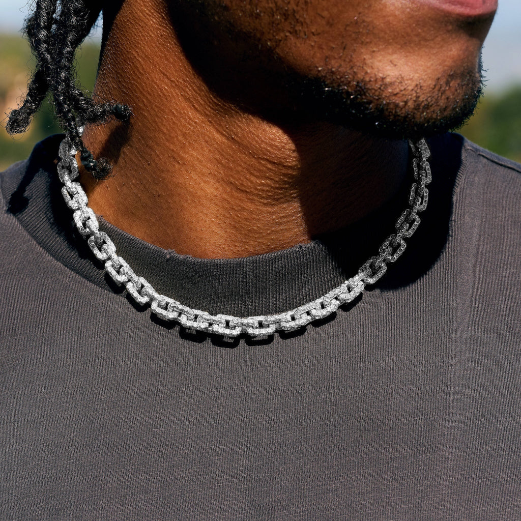 GLD X Bloody Osiris Lab Diamond Voronoi Link Chain in Solid White Gold