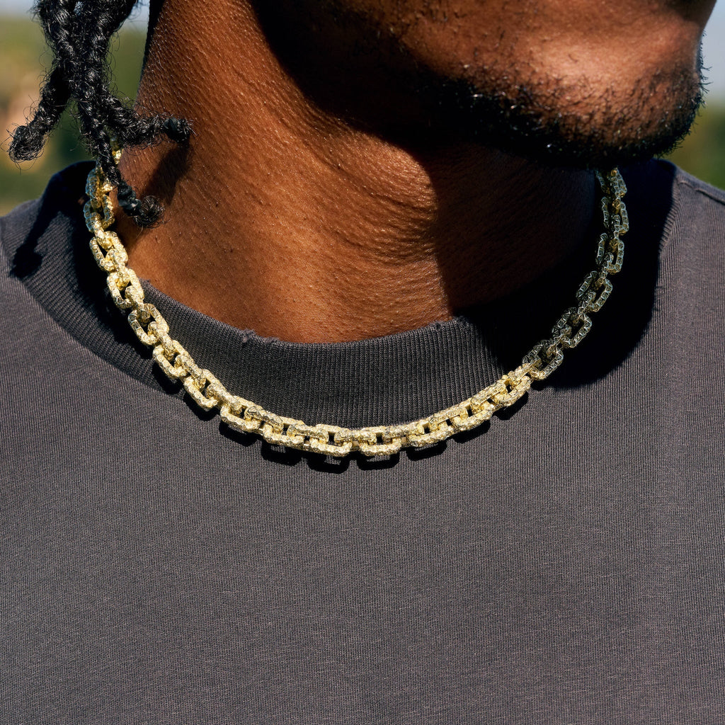 GLD X Bloody Osiris Iced Canary Voronoi Link Chain in Yellow Gold Vermeil
