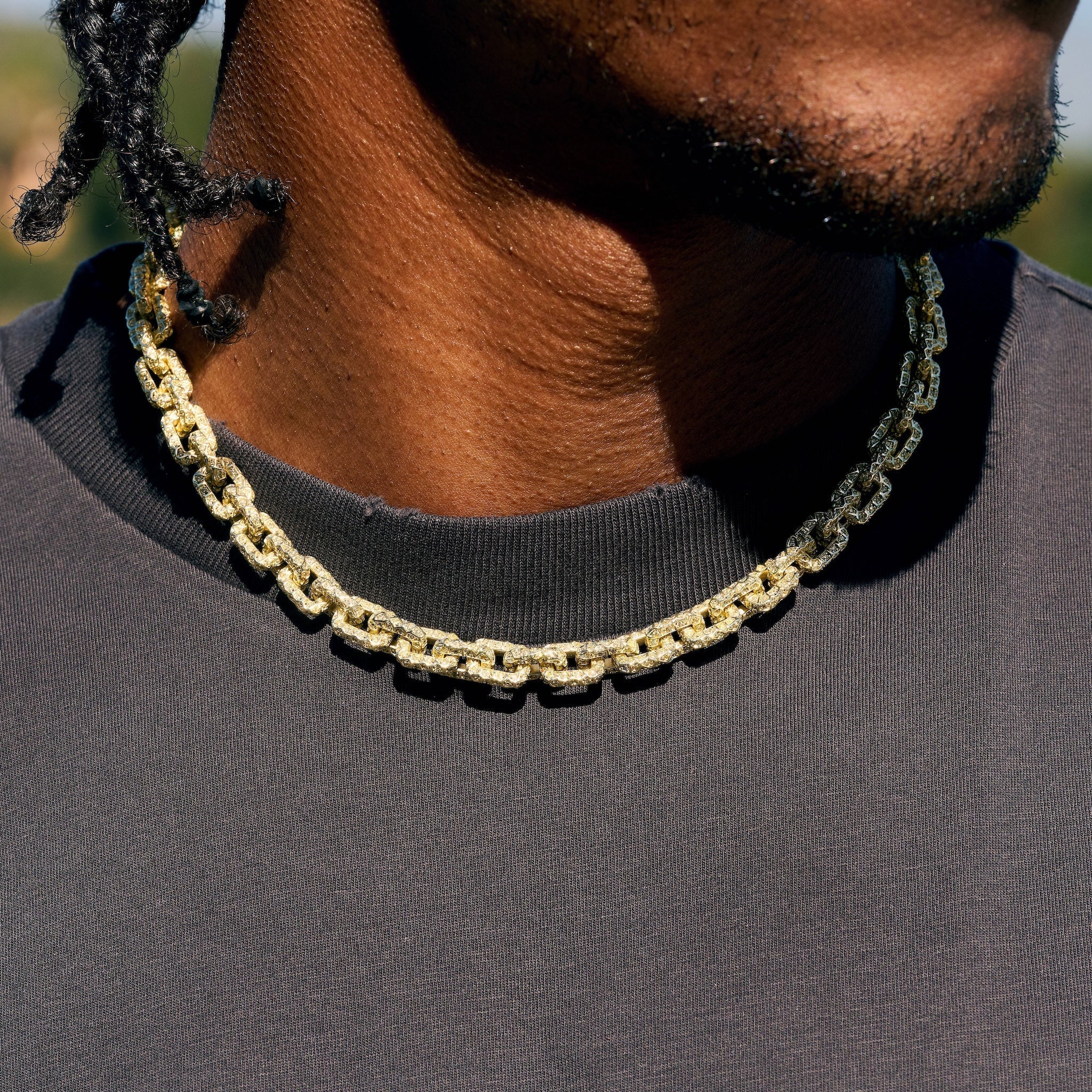 GLD X Bloody Osiris Iced Canary Voronoi Link Chain in Yellow Gold Vermeil