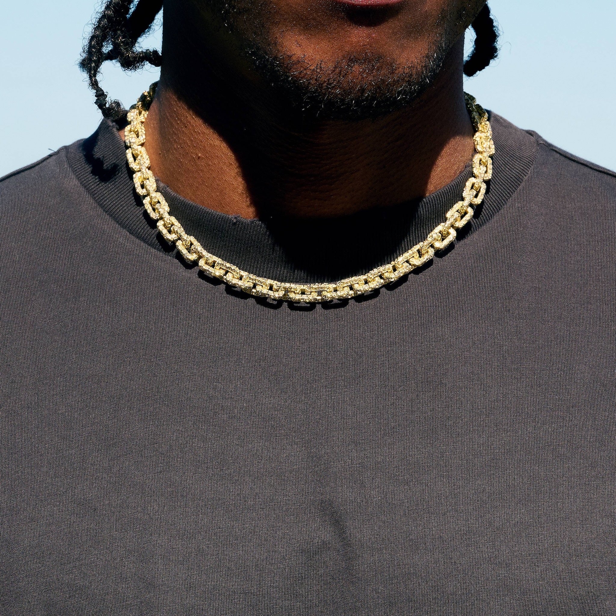 GLD X Bloody Osiris Iced Canary Voronoi Link Chain in Yellow Gold