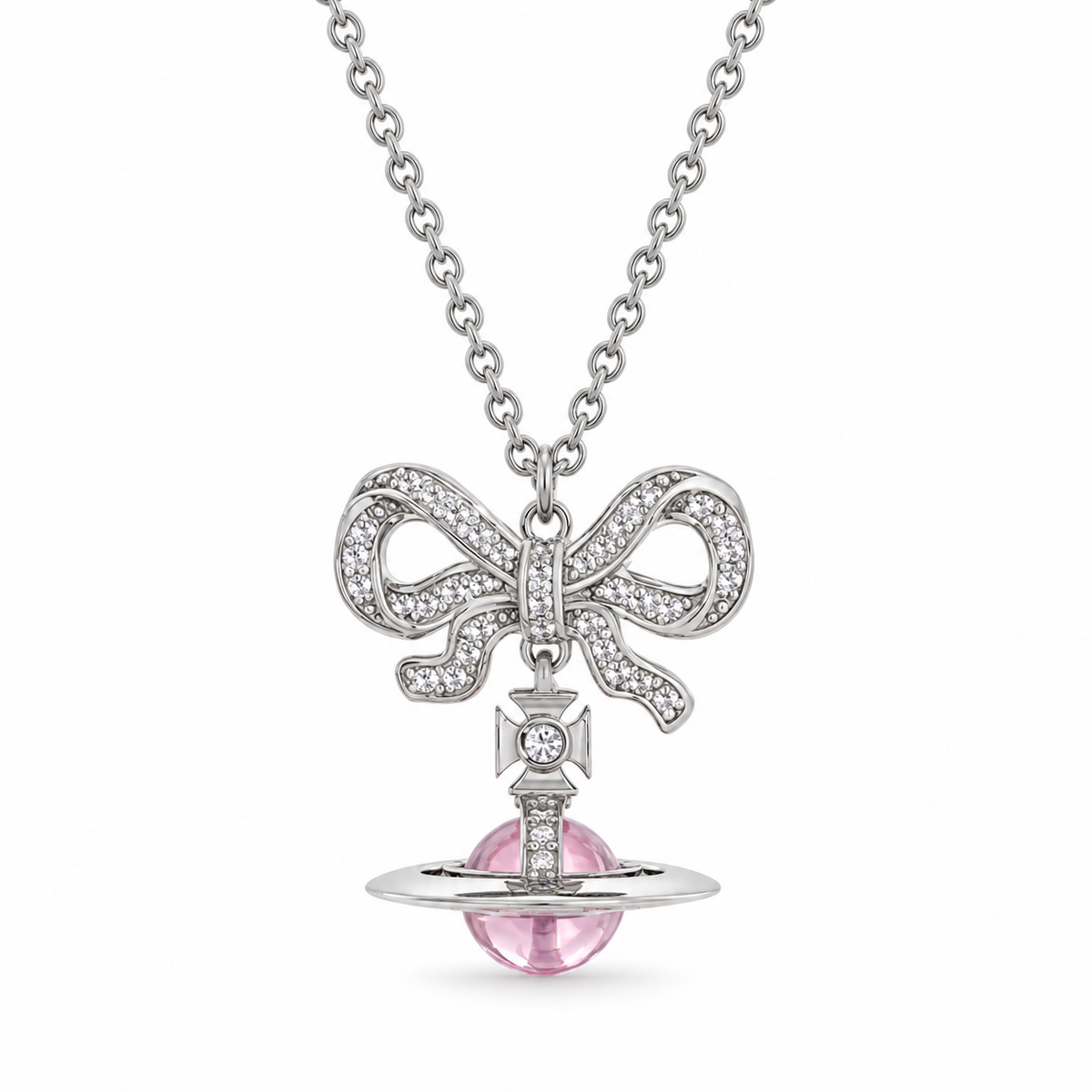 Celestial Bowknot Saturn Orb Necklace
