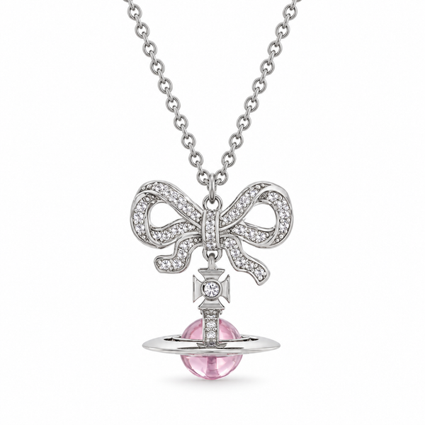 Celestial Bowknot Saturn Orb Necklace