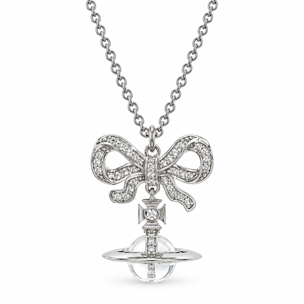 Celestial Bowknot Saturn Orb Necklace