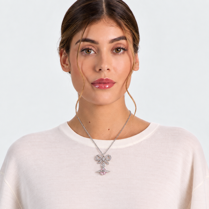 Celestial Bowknot Saturn Orb Necklace