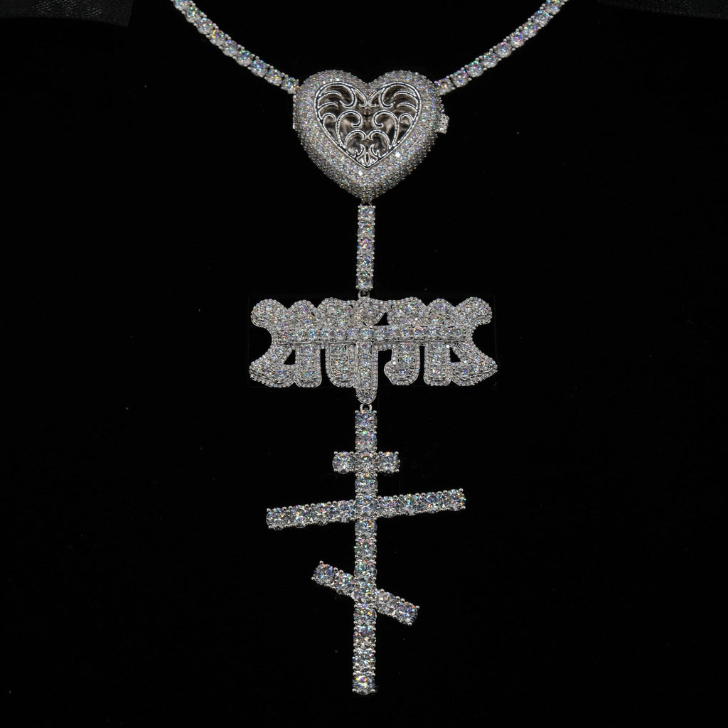 GLD X Bloody Osiris Lab Diamond Locket Rosary Chain in Solid White Gold