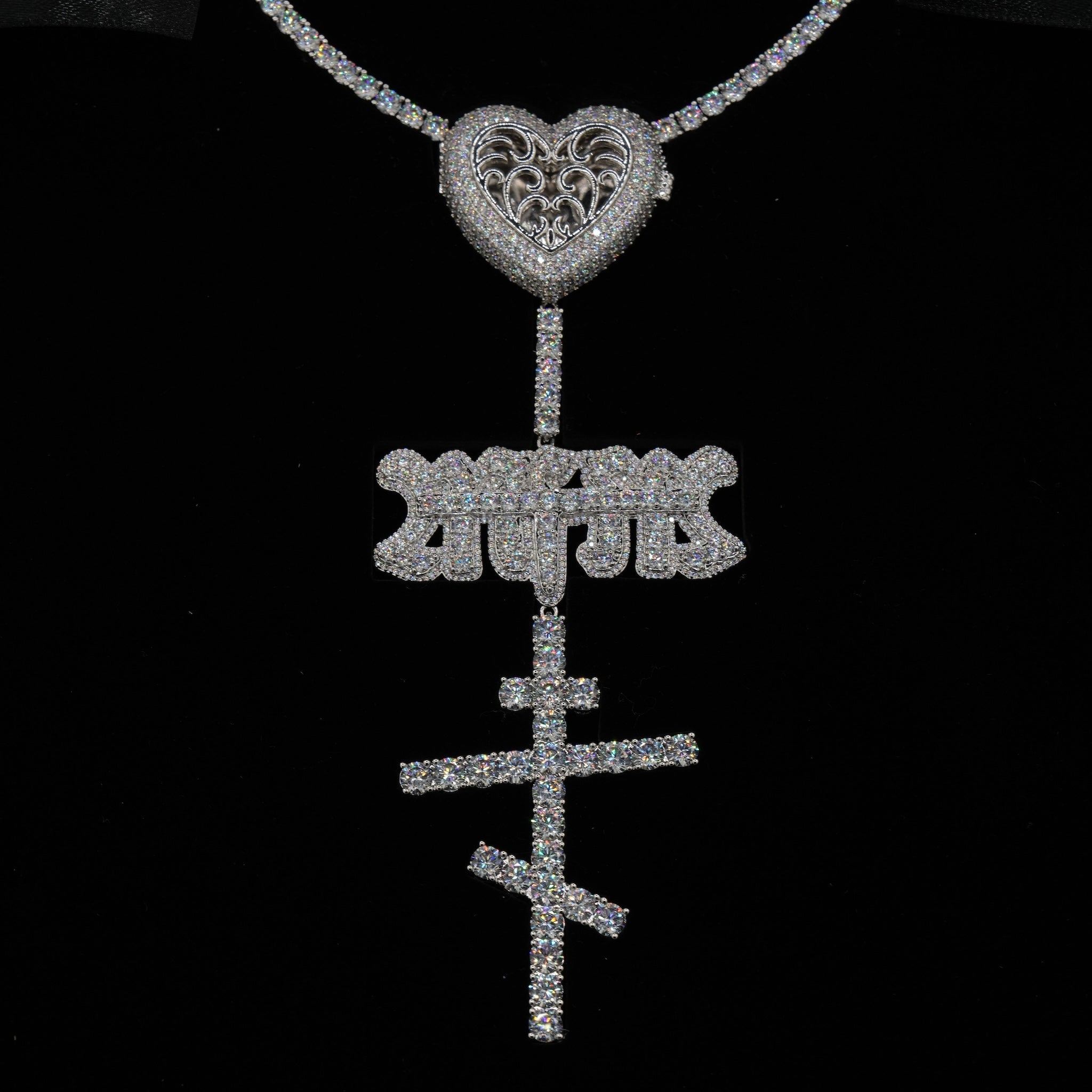 GLD X Bloody Osiris Lab Diamond Locket Rosary Chain in Solid White Gold