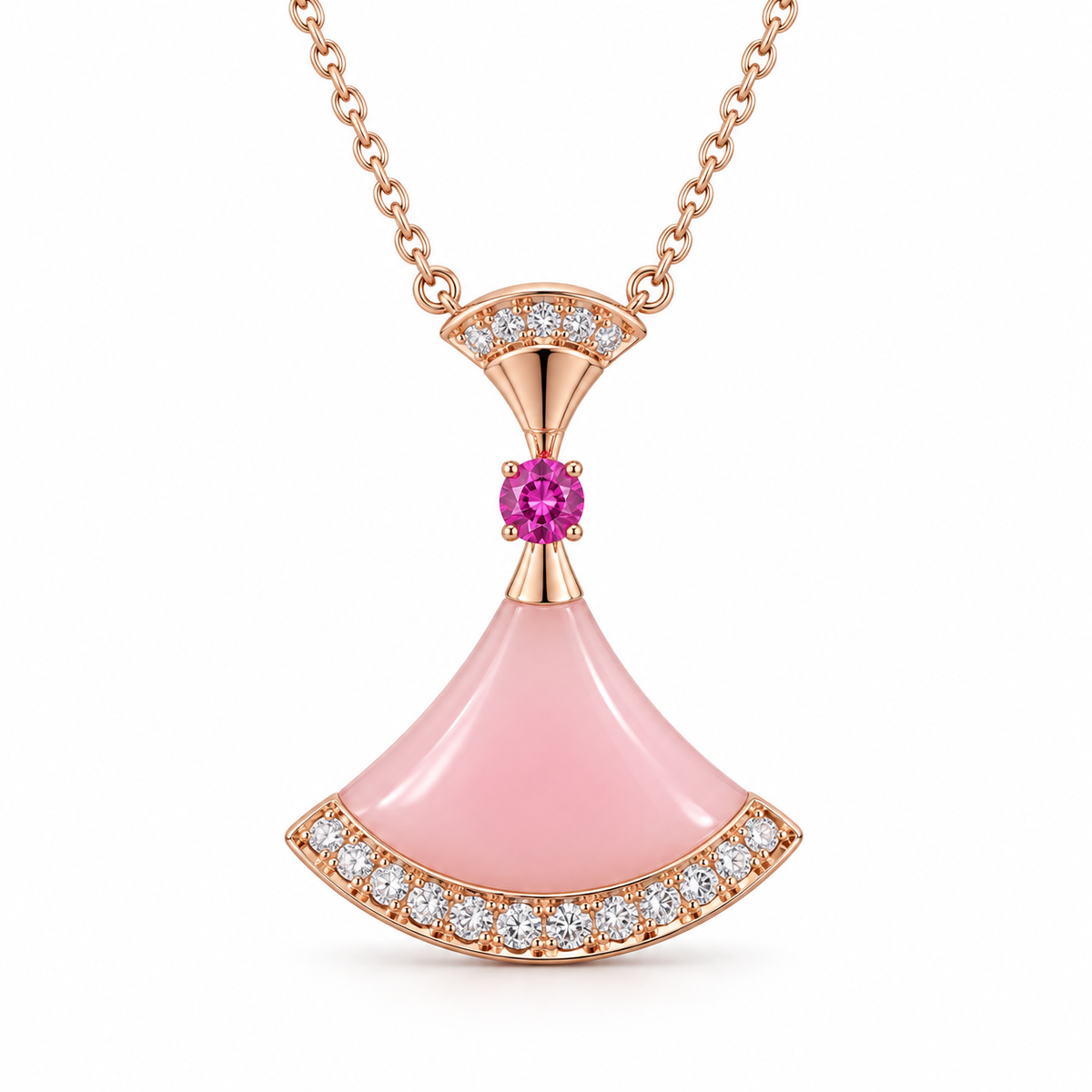 Fan 925 Sterling Silver Pendant Necklace