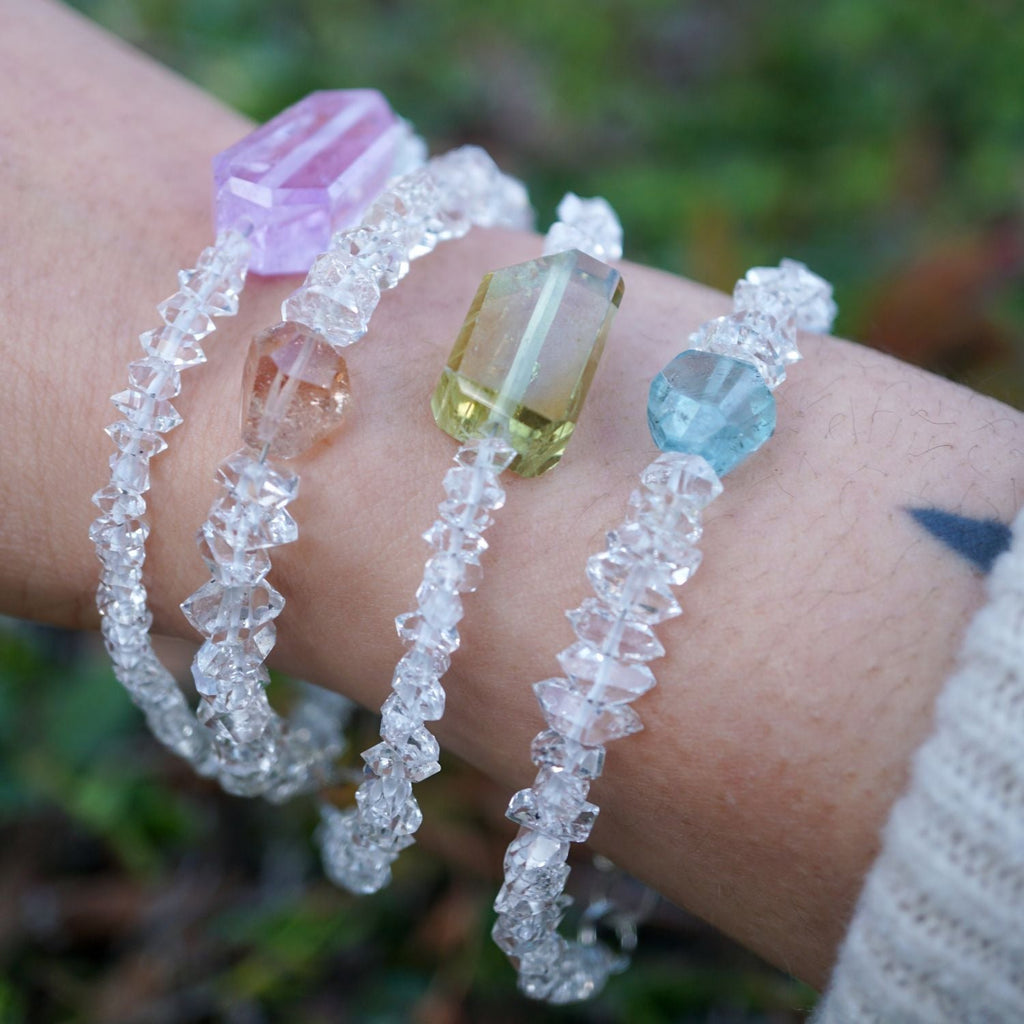 Aquamarine & Herkimer Diamond Bracelet