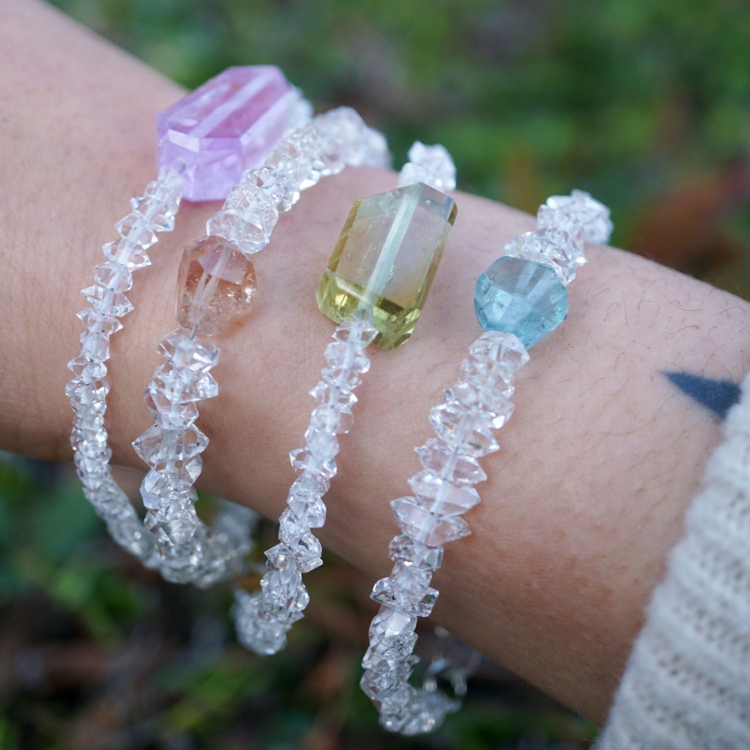 Aquamarine & Herkimer Diamond Bracelet