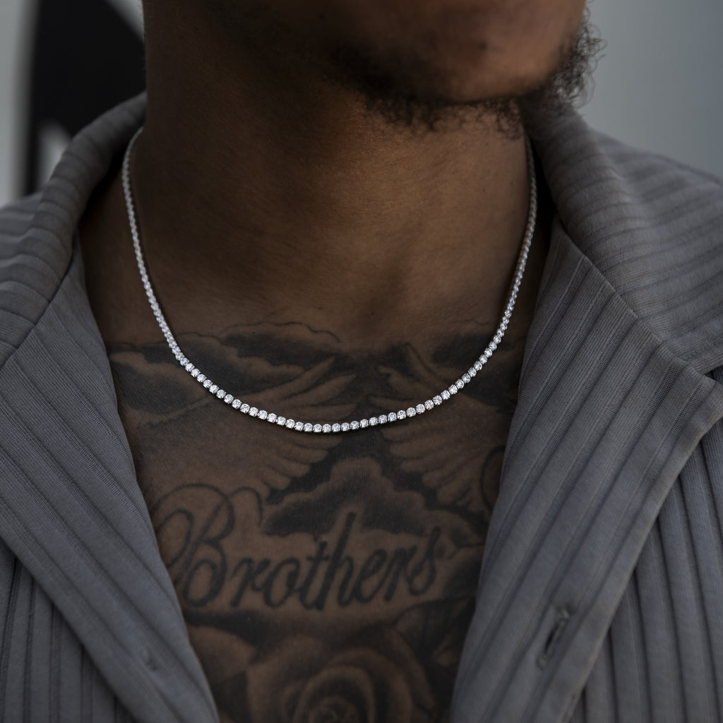Micro Tennis Chain in White Gold