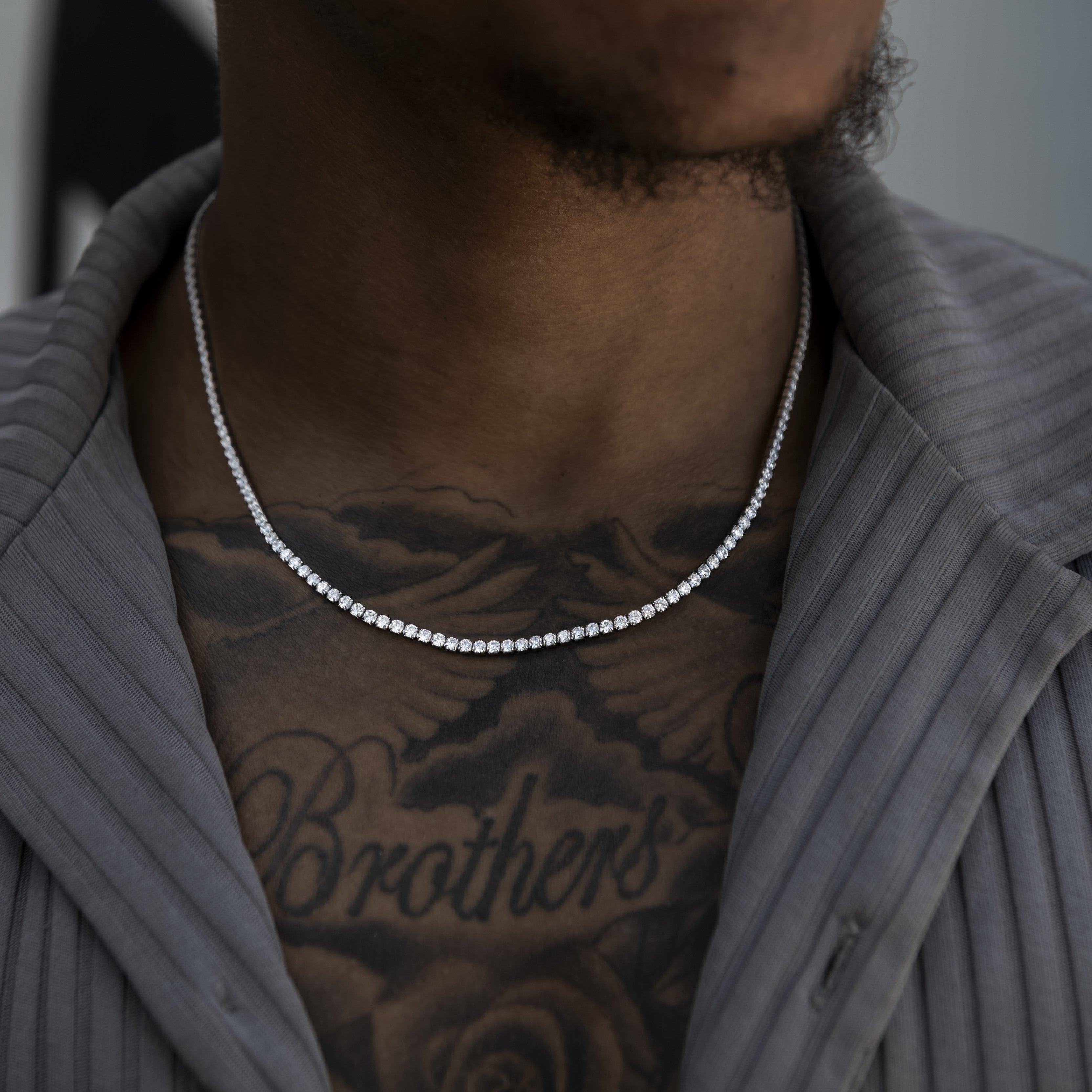 Micro Tennis Chain in White Gold