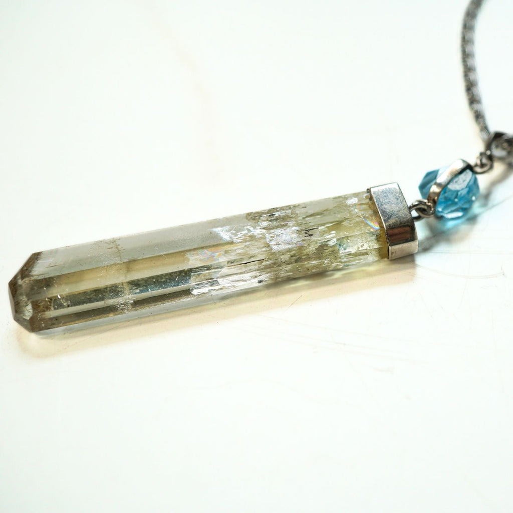 Spodumene & Blue Topaz Pendant Necklace