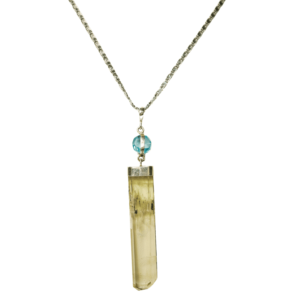 Spodumene & Blue Topaz Pendant Necklace