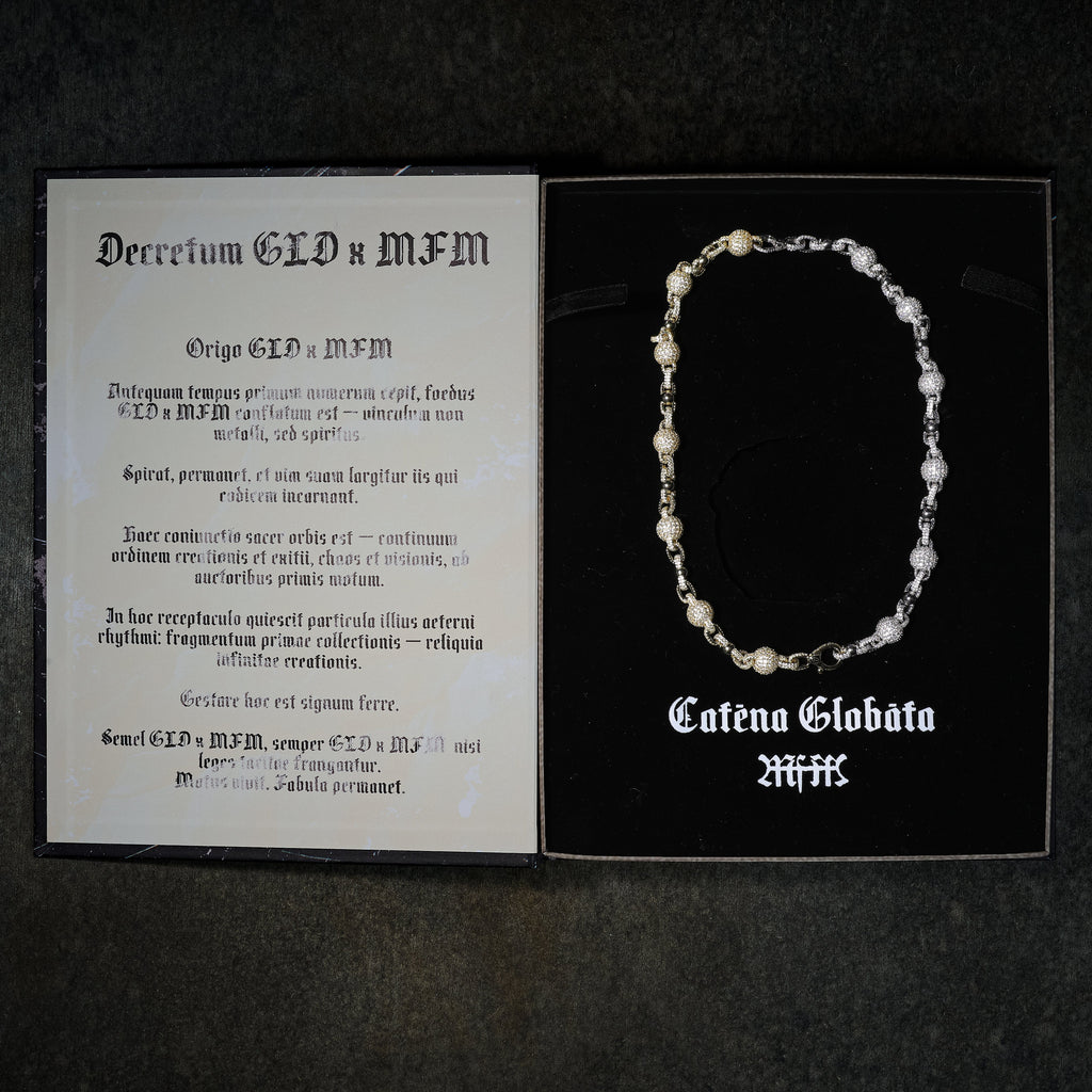 GLD X Bloody Osiris Dual Finish Lab Diamond Ball Chain in White and Yellow Solid Gold