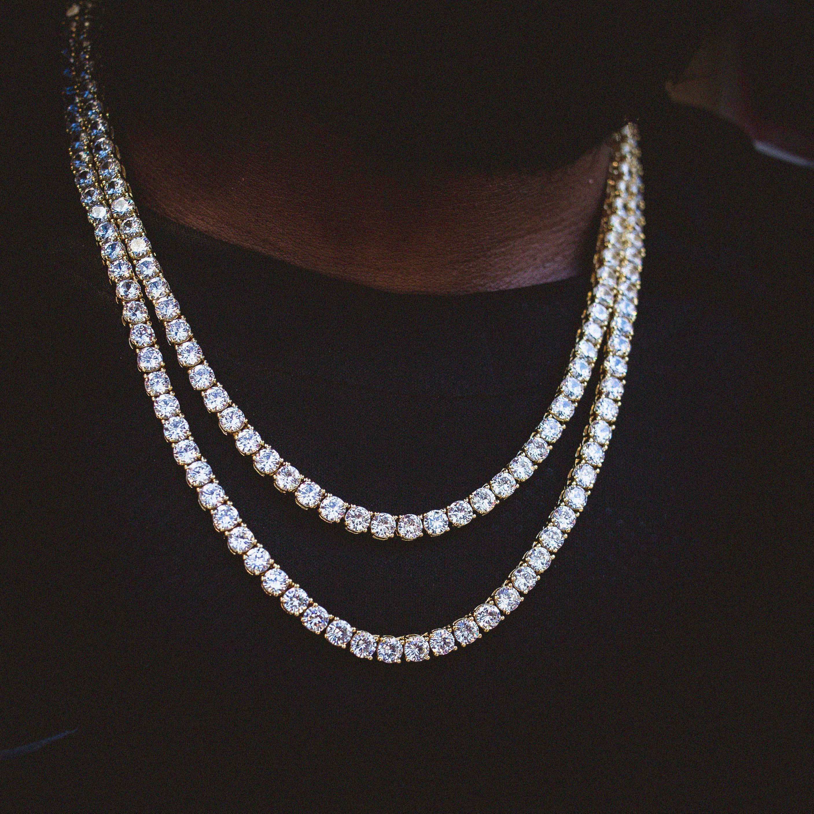 Diamond Tennis Chain in Yellow Gold- 5mm